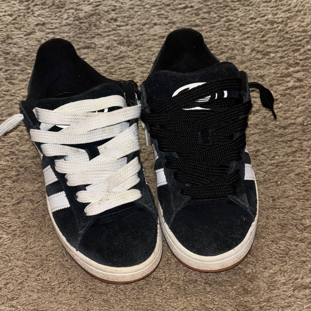 Adidas campus Kids Black and White Suede Sneakers